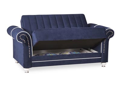 Royal Home Riva Dark Blue Microfiber Love Seat,Ottomanson (Previously Casamode)